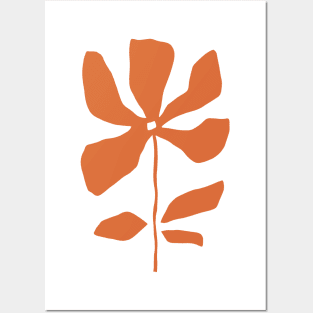 Abstract orange floral inspired by Matisse Posters and Art